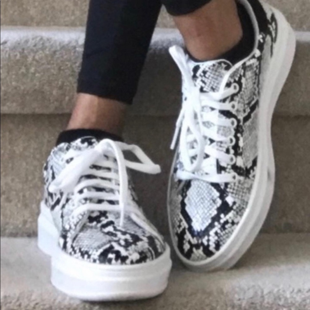 Top Shop black & white snake print sneakers